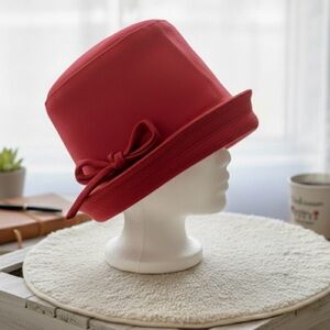 Vintage Estelle Cranberry Red Cloche Bucket Hat
